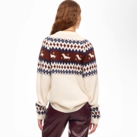 Rachel Antanoff Intarsia Knit Alpaca Wool Hot Dog Fair Isle Sweater NWOT - Picture 9 of 11
